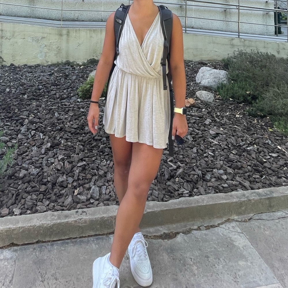 Flowy cream v-neck romper